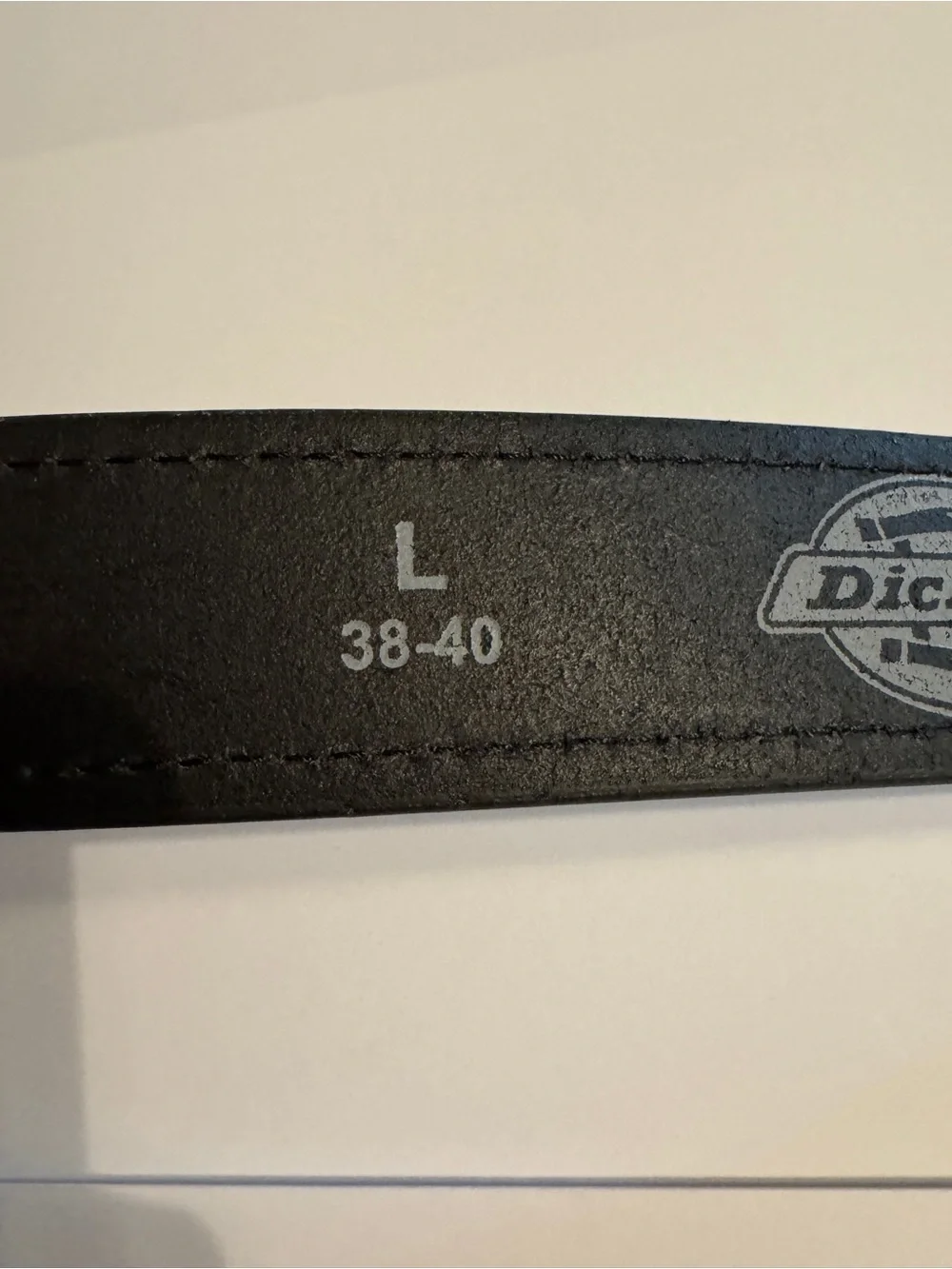 Dickies Black Leather Men's Belt with Metal Logo Plate
